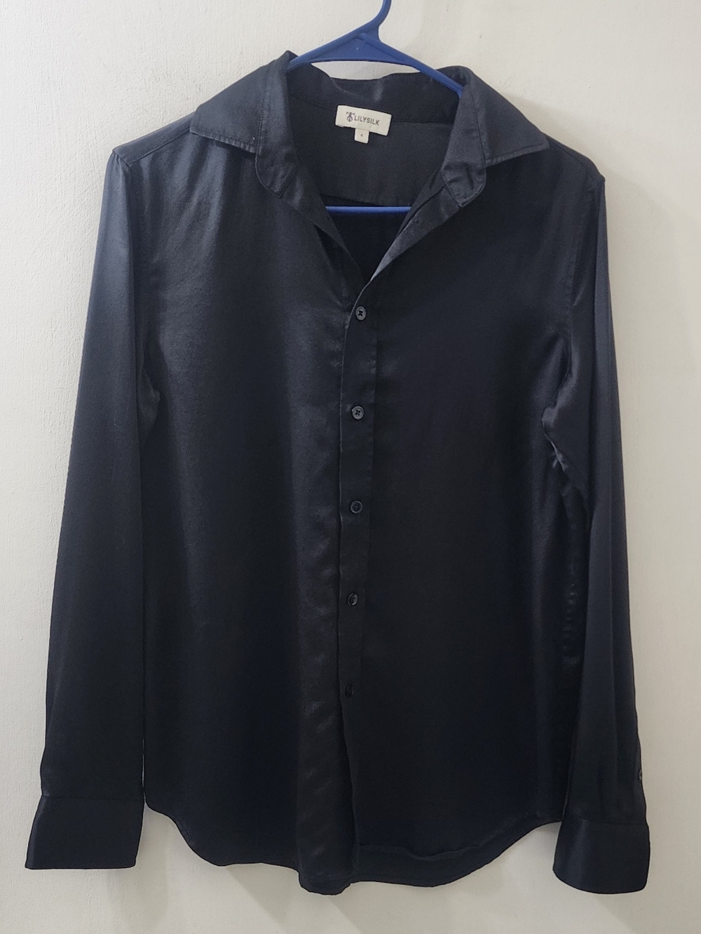 Lilysilk Black ‎ Button-Down Shirt, Size 4, Murberry Silk.